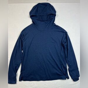 Athleta Uptempo Hoodie Sweatshirt Heather Navy Blue SZ L